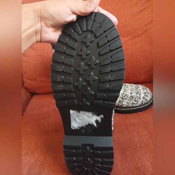 Torrid Black and White Tweed Moto Boots - Picture 4 of 8